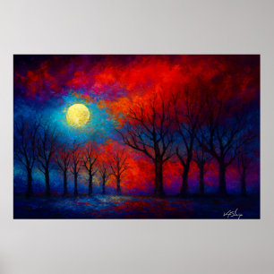 Nocturne in Carmozijn en Kobalt Poster