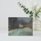 Nocturne in grijze sneeuw en goudsneeuw op zee doo briefkaart (Staand voorkant)