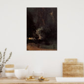 Nocturne in het zwart en gouden de afvallende Rock Poster (Keuken)