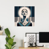 Nocturne in Teal: Art Deco Pianoprint  Poster (Thuiskantoor)
