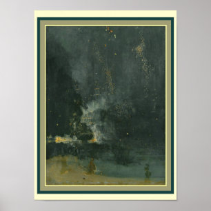 Nocturne in zwart & goud: Falling Rocket 12 x 16 Poster