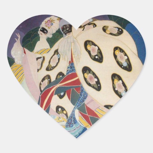 NOCTURNE MET MASKERS / Venetiaanse Masquerade Hart Hart Sticker (Voorkant)