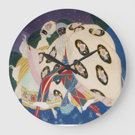 NOCTURNE MET MASKS/Art Deco Venetian Masquerade Grote Klok (Voorkant)