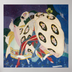 NOCTURNE MET MASKS/Art Deco Venetian Masquerade Poster