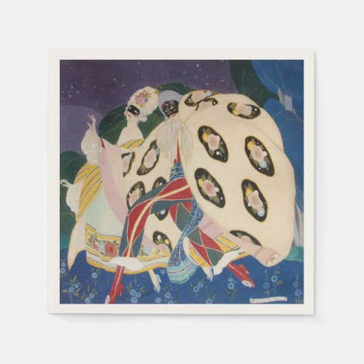 NOCTURNE MET MASKS/Art Deco Venetian Masquerade Servetten (Voorkant)