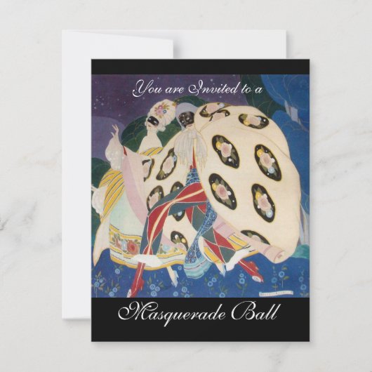 NOCTURNE MET MASKS, MARDI GRAS MASQUERADE BALL KAART (Voorkant)
