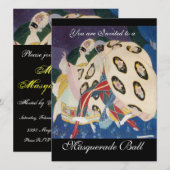 NOCTURNE MET MASKS, MARDI GRAS MASQUERADE BALL KAART (Voorkant / Achterkant)
