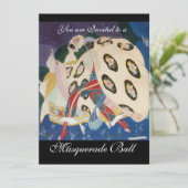NOCTURNE MET MASKS, MARDI GRAS MASQUERADE BALL KAART (Staand voorkant)