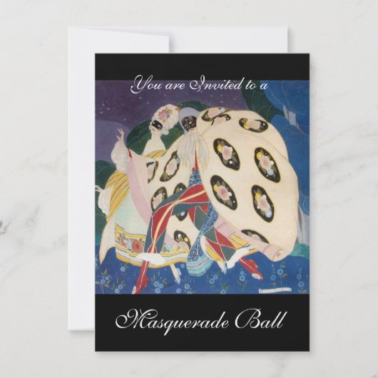 NOCTURNE MET MASKS, MARDI GRAS MASQUERADE BALL KAART (Voorkant)