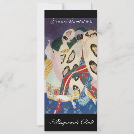 NOCTURNE MET MASKS, MARDI GRAS MASQUERADE BALL KAART (Voorkant)