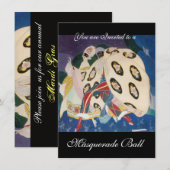NOCTURNE MET MASKS, MARDI GRAS MASQUERADE BALL KAART (Voorkant / Achterkant)