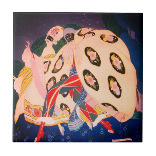 NOCTURNE MET MASKS/Venetiaanse Masquerade Tegeltje (Voorkant)