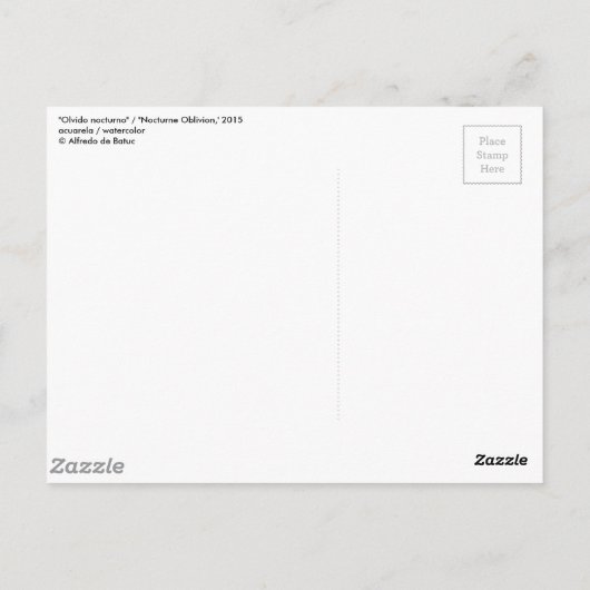 "Nocturne Oblivion" / "Olvido nocturno" Briefkaart (Achterkant)