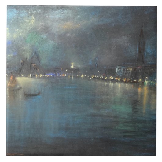 Nocturne of Venice (door Glenn Cooper Henshaw) Tegeltje (Voorkant)