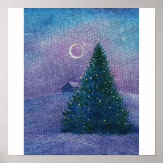 Nocturne Winter Wonderland Kerstmis Poster (Voorkant)