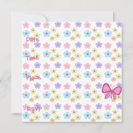 Nodig 10e Verjaardag Bloemen Roze Vlinder uit Kaart (Achterkant)