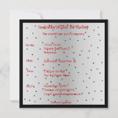 Nodig 21e verjaardag Red Heart uit op Black & Whit Kaart (Achterkant)