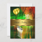 Nodig 30e verjaardag Groene Gele Balloons uit Kaart (Voorkant)