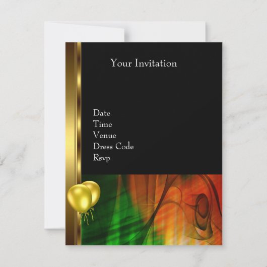 Nodig 30e verjaardag Groene Gele Balloons uit Kaart (Achterkant)