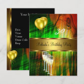 Nodig 30e verjaardag Groene Gele Balloons uit Kaart (Voorkant / Achterkant)