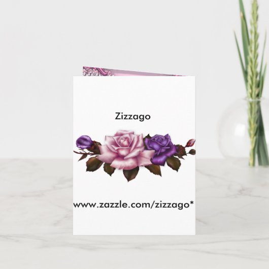 Nodig 30e verjaardag Roze Paars Roos uit (Achterkant)