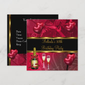 Nodig 30e verjaardag Zwarte Rode Balloons uit Kaart (Voorkant / Achterkant)