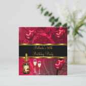 Nodig 30e verjaardag Zwarte Rode Balloons uit Kaart (Staand voorkant)