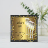 Nodig 35e verjaardag Elegant Black Gold uit Kaart (Staand voorkant)