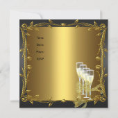 Nodig 35e verjaardag Elegant Black Gold uit Kaart (Achterkant)