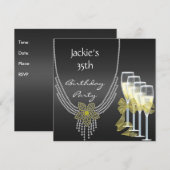Nodig 35e verjaardag Elegant Jewels Champagne uit Kaart (Voorkant / Achterkant)