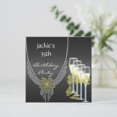 Nodig 35e verjaardag Elegant Jewels Champagne uit Kaart (Staand voorkant)