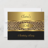 Nodig 40e verjaardag Leopard Gold Black uit Kaart (Voorkant)