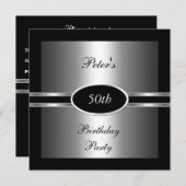 Nodig 50e verjaardag Black Silver uit Kaart (Voorkant / Achterkant)