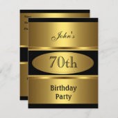 Nodig 70e verjaardag Gold Black Mannen uit Kaart (Voorkant / Achterkant)