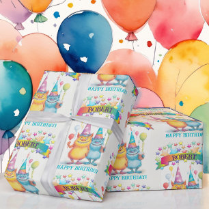 Nodig alle kleine monsters verjaardagsfeestnaam ui cadeaupapier