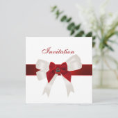 Nodig alle Occasies Red White Cute Bow uit Kaart (Staand voorkant)