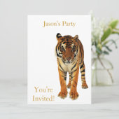 Nodig Birthday Party Tiger op White uit Kaart (Staand voorkant)