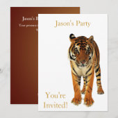 Nodig Birthday Party Tiger op White uit Kaart (Voorkant / Achterkant)