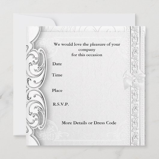 Nodig bruiloft Elegant White Lace Rings uit Kaart (Achterkant)