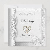 Nodig bruiloft Elegant White Lace Rings uit Kaart (Voorkant)