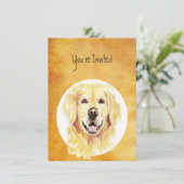 Nodig Custom Verjaardag Golden Retriever Dog Pet Kaart (Staand voorkant)
