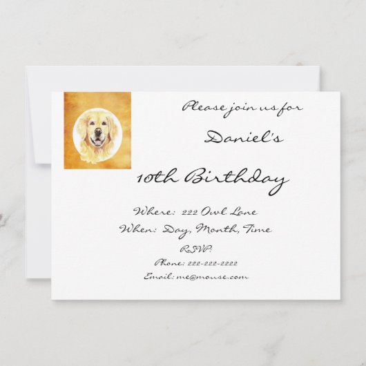 Nodig Custom Verjaardag Golden Retriever Dog Pet Kaart (Achterkant)