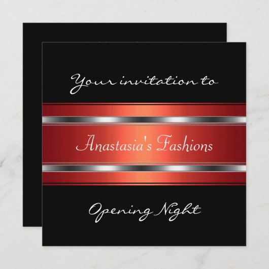 Nodig de opening van Night Black Red Silver uit Kaart (Voorkant / Achterkant)