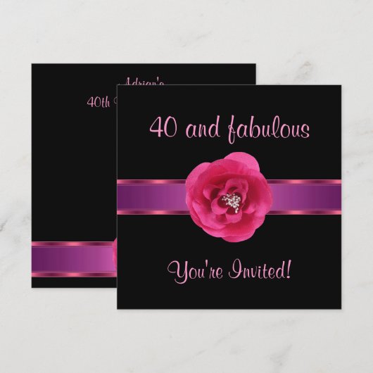 Nodig de Zwarte Roze Vloer van de Partij van de Ui Kaart (Voorkant / Achterkant)