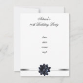 Nodig de Zwarte Sequin Flower Fabulous 40th uit va Kaart (Achterkant)