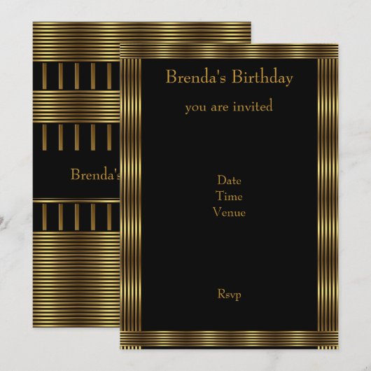 Nodig elegante gouden en zwarte strepen uit kaart (Voorkant / Achterkant)