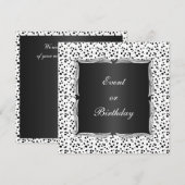 Nodig Event Witte Zwarte Vlekken uit met Zilveren Kaart (Voorkant / Achterkant)