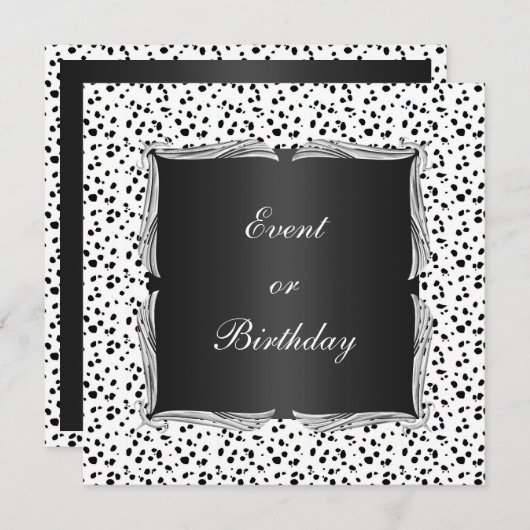 Nodig Event Witte Zwarte Vlekken uit met Zilveren  Kaart (Voorkant / Achterkant)