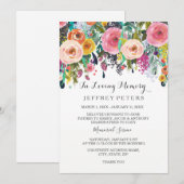 Nodig Floral uit voor de liefhebbende Memorial Ser Kaart (Voorkant / Achterkant)