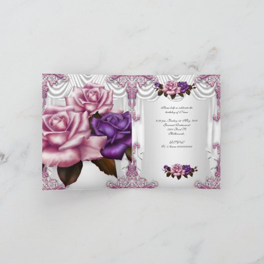 Nodig het Witte Roze Paarse Roos van Birthday Part (Binnen)
